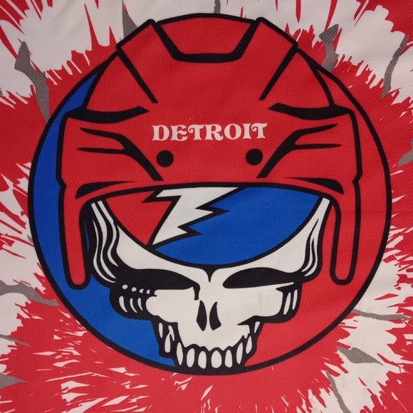 2019 Grateful Dead Detroit Tie Dye Hockey Jersey Steal Your Face Red Wings - Picture 3 of 8